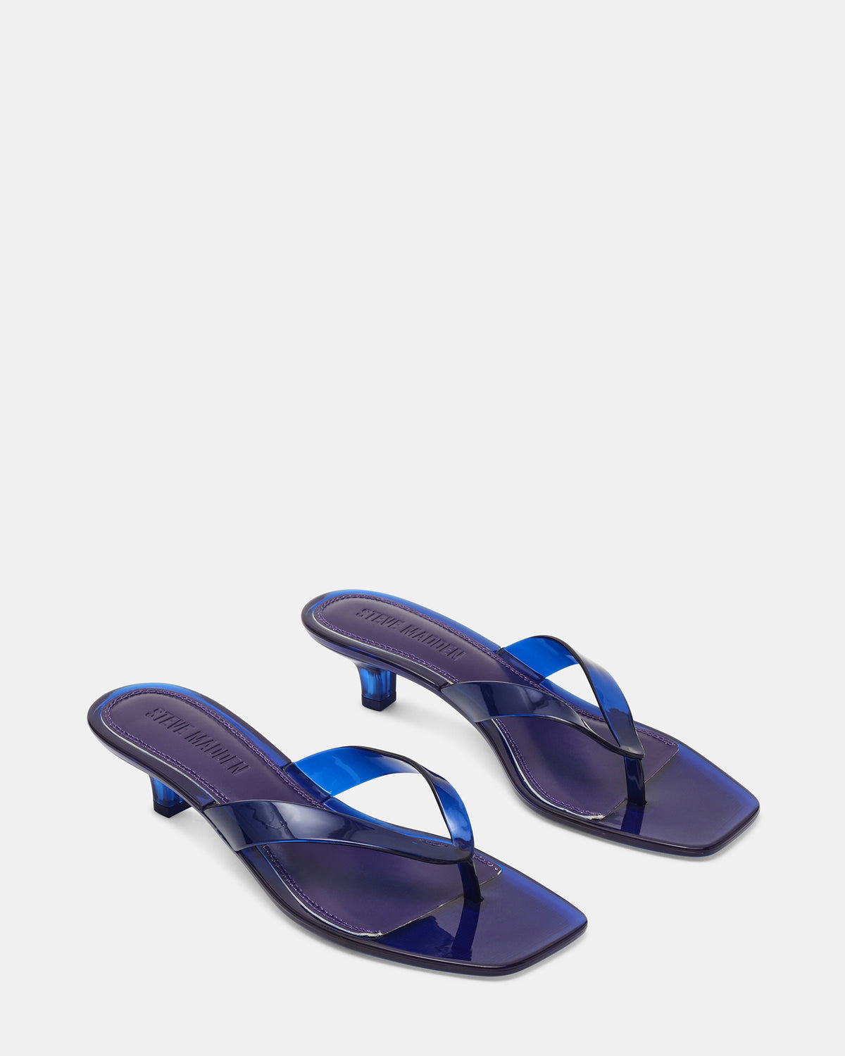 TRACIE Jelly Navy Thong Strap Women's Kitten Heel | Steve Madden Exclusive