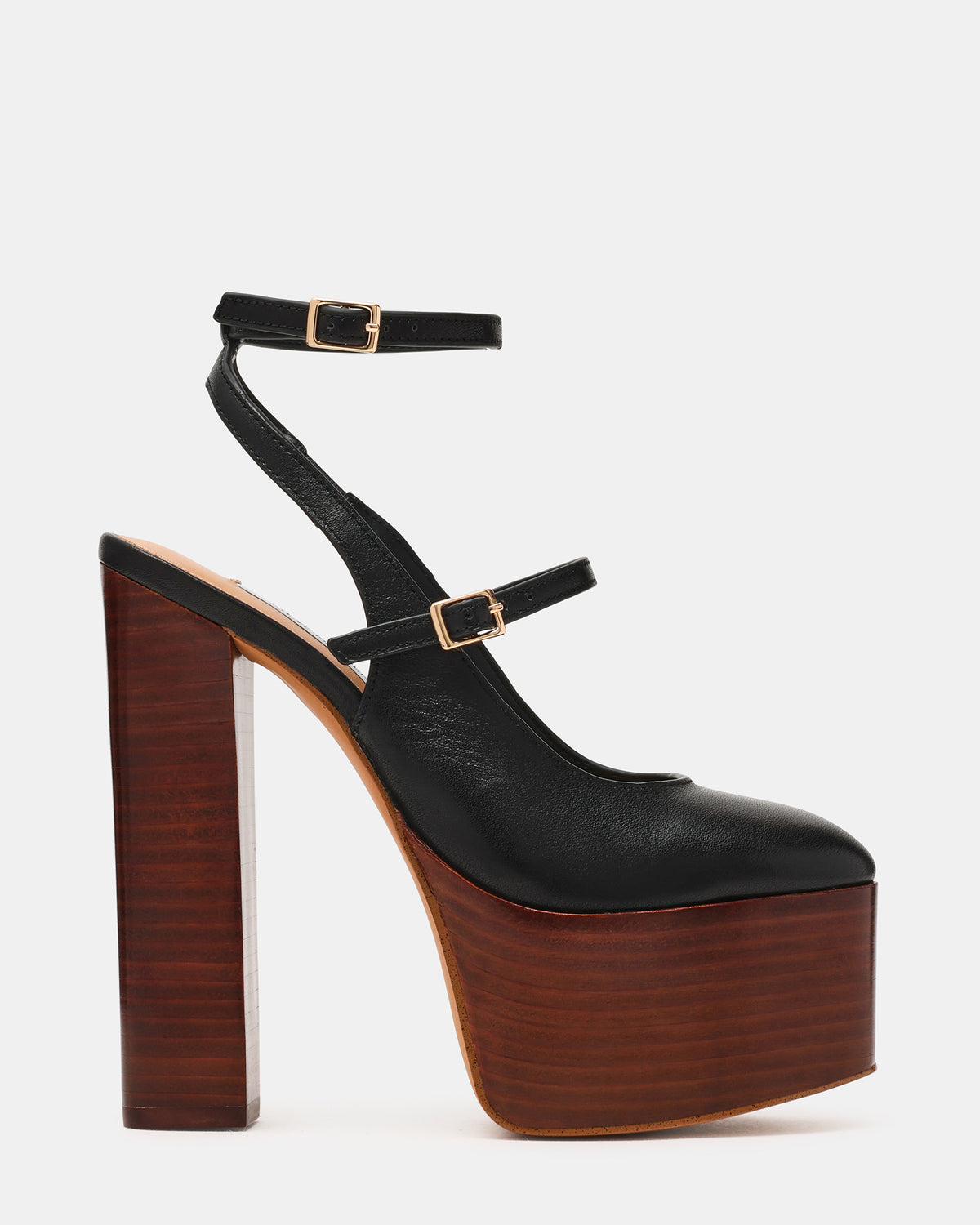 SCOTLYN Stacked Black Leather Mary-Mary Platform Women's Block Heel | Steve Madden Top Pick