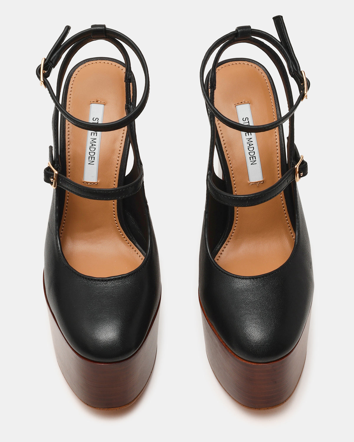 SCOTLYN Stacked Black Leather Mary-Mary Platform Women's Block Heel | Steve Madden Top Pick