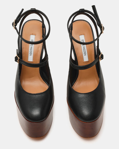 SCOTLYN Stacked Black Leather Mary-Mary Platform Women's Block Heel | Steve Madden Top Pick