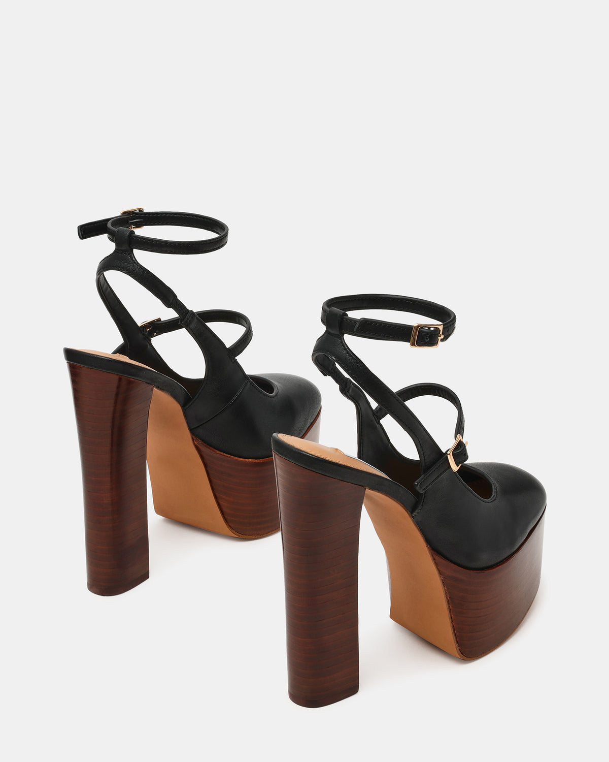 SCOTLYN Stacked Black Leather Mary-Mary Platform Women's Block Heel | Steve Madden Top Pick