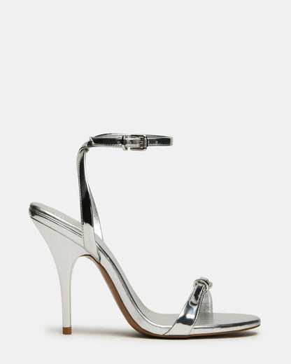 FOXX Silver Strappy Stiletto Open-Toe Women's Heel | Steve Madden Essential
