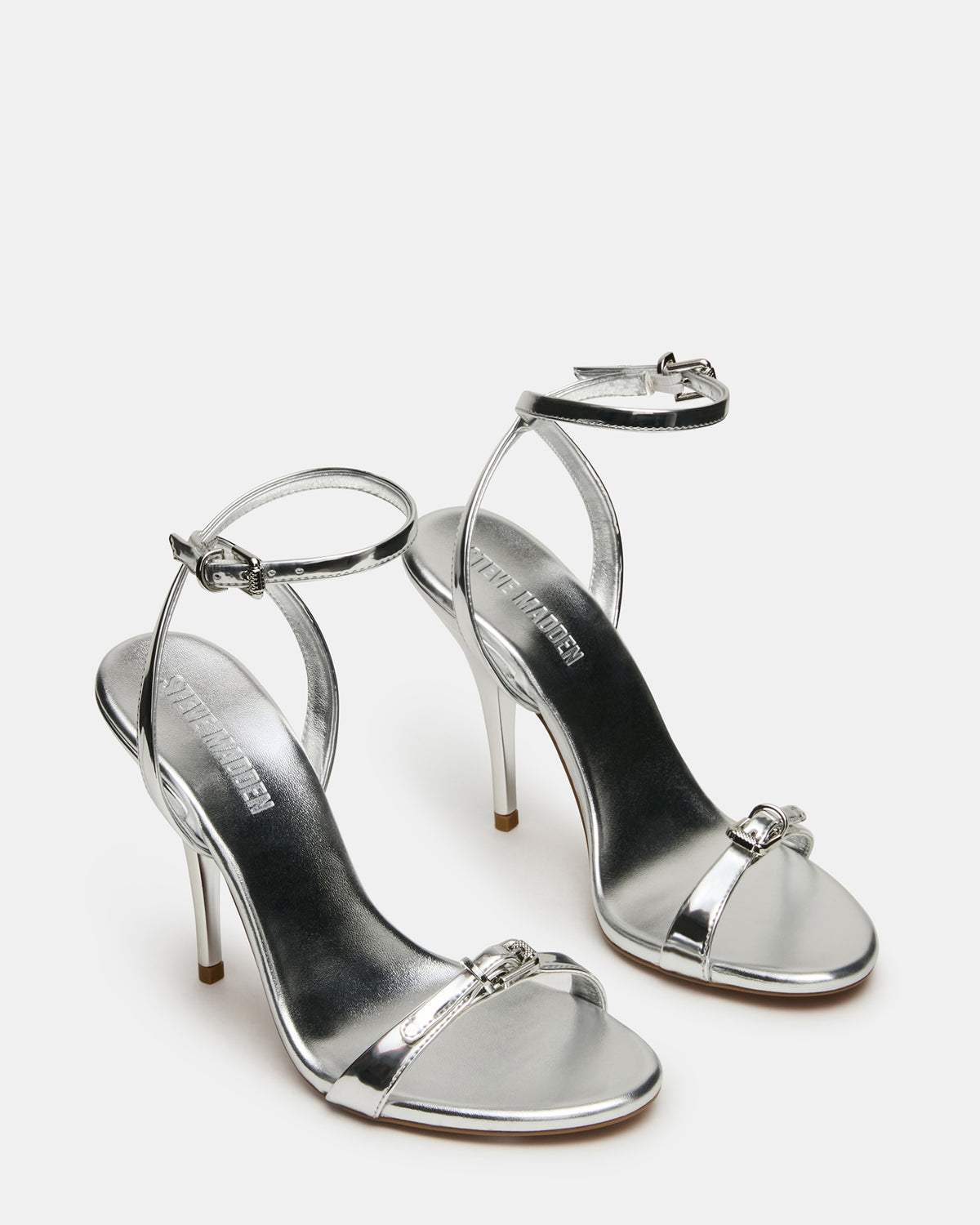 FOXX Silver Strappy Stiletto Open-Toe Women's Heel | Steve Madden Essential
