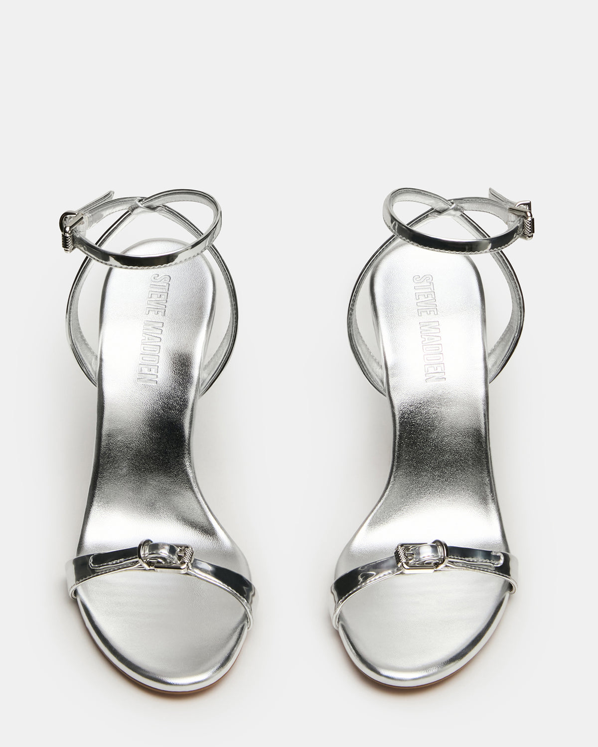 FOXX Silver Strappy Stiletto Open-Toe Women's Heel | Steve Madden Essential