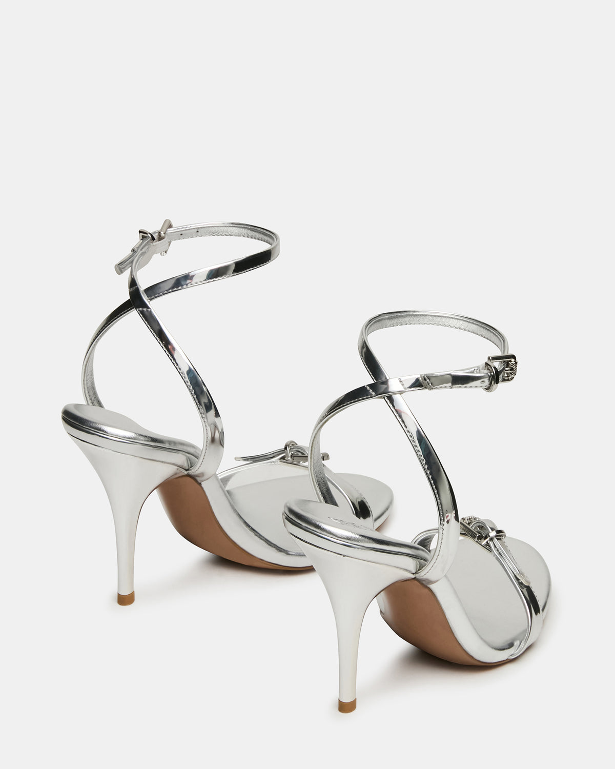 FOXX Silver Strappy Stiletto Open-Toe Women's Heel | Steve Madden Essential