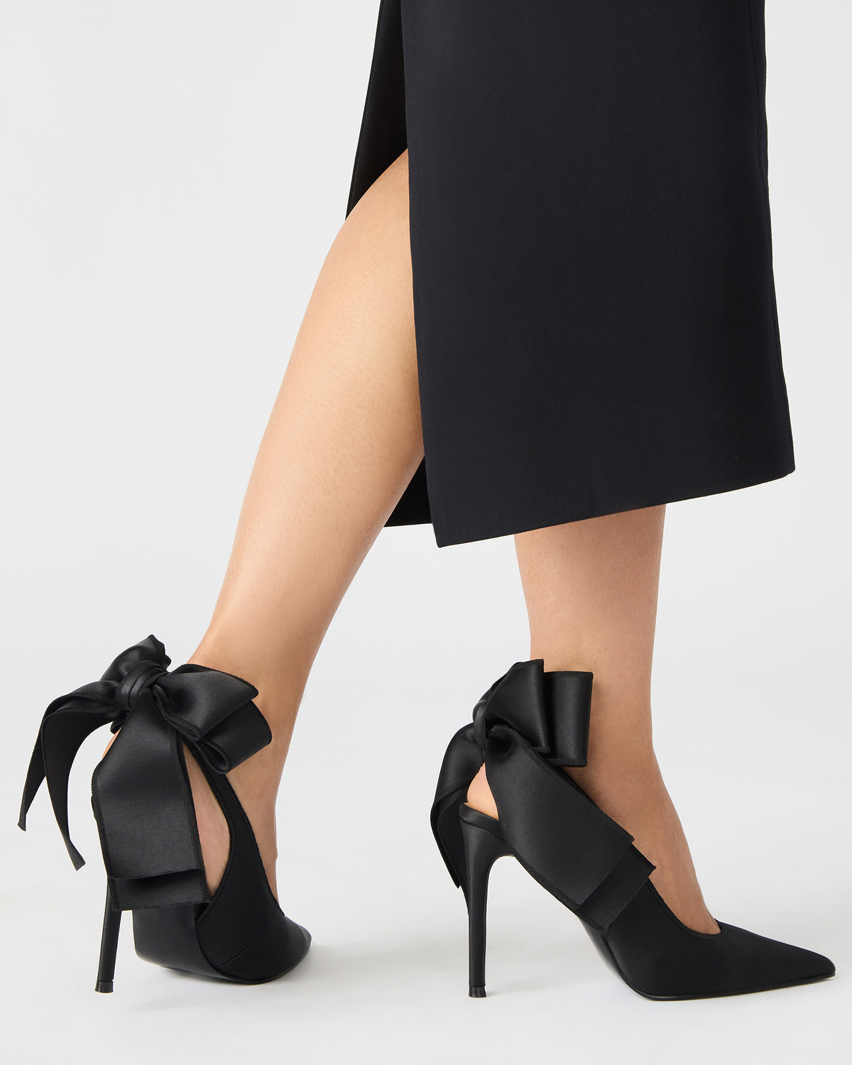 TEACUP Black Satin Women's Pointed-Toe Slingback Heel | Steve Madden New
