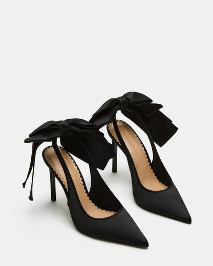 TEACUP Black Satin Women's Pointed-Toe Slingback Heel | Steve Madden New