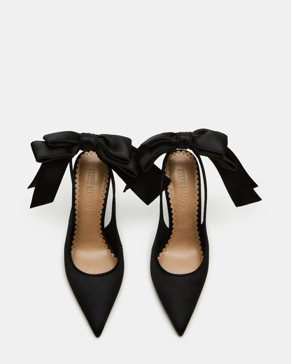 TEACUP Black Satin Women's Pointed-Toe Slingback Heel | Steve Madden New