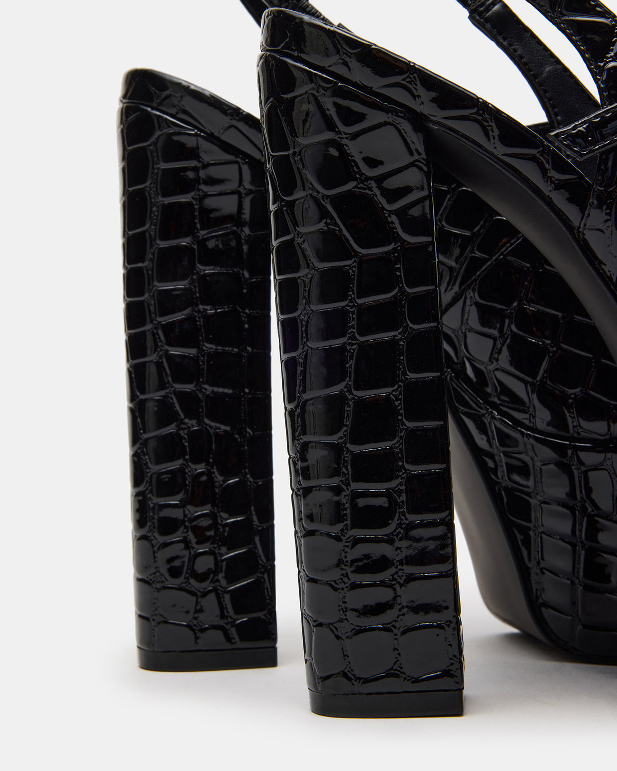 SCOTLYN Black Crocodile Women's Platform Block Heel | Steve Madden Deals