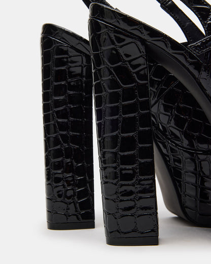 SCOTLYN Black Crocodile Women's Platform Block Heel | Steve Madden Deals