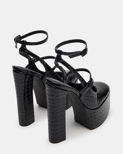 SCOTLYN Black Crocodile Women's Platform Block Heel | Steve Madden Deals