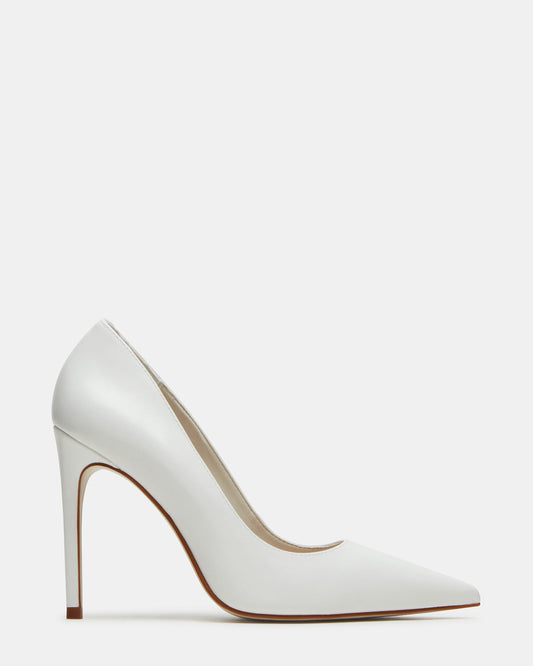 NOIR White Leather Pointed-Toe Stiletto Pump Women's Heels | Steve Madden Great Value