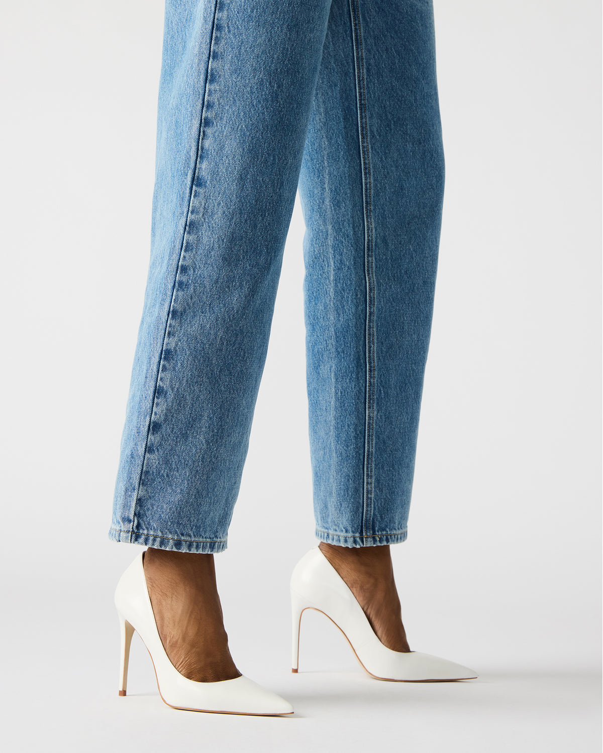NOIR White Leather Pointed-Toe Stiletto Pump Women's Heels | Steve Madden Great Value