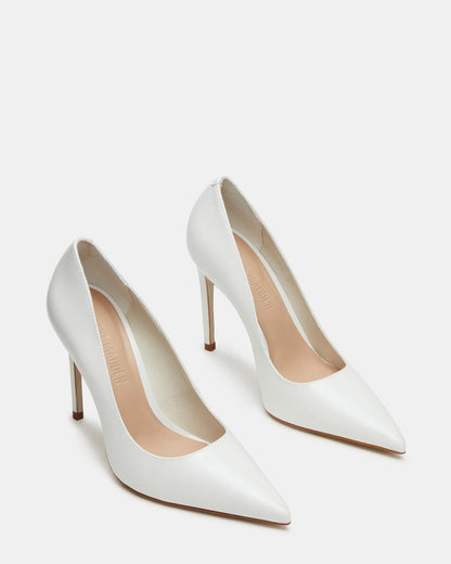 NOIR White Leather Pointed-Toe Stiletto Pump Women's Heels | Steve Madden Great Value