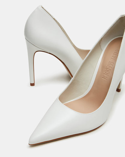 NOIR White Leather Pointed-Toe Stiletto Pump Women's Heels | Steve Madden Great Value