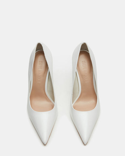 NOIR White Leather Pointed-Toe Stiletto Pump Women's Heels | Steve Madden Great Value