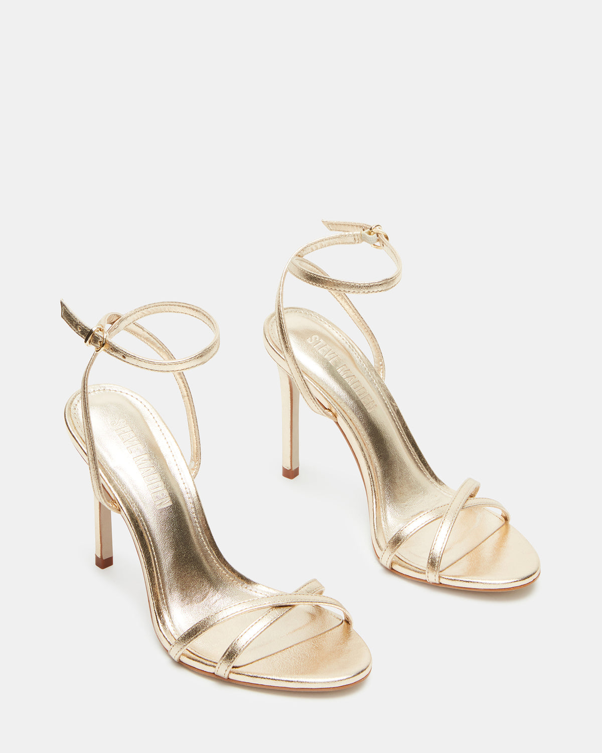 JYPSEY Gold Leather Strappy Stiletto Women's Heel | Steve Madden Trusted