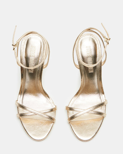 JYPSEY Gold Leather Strappy Stiletto Women's Heel | Steve Madden Trusted