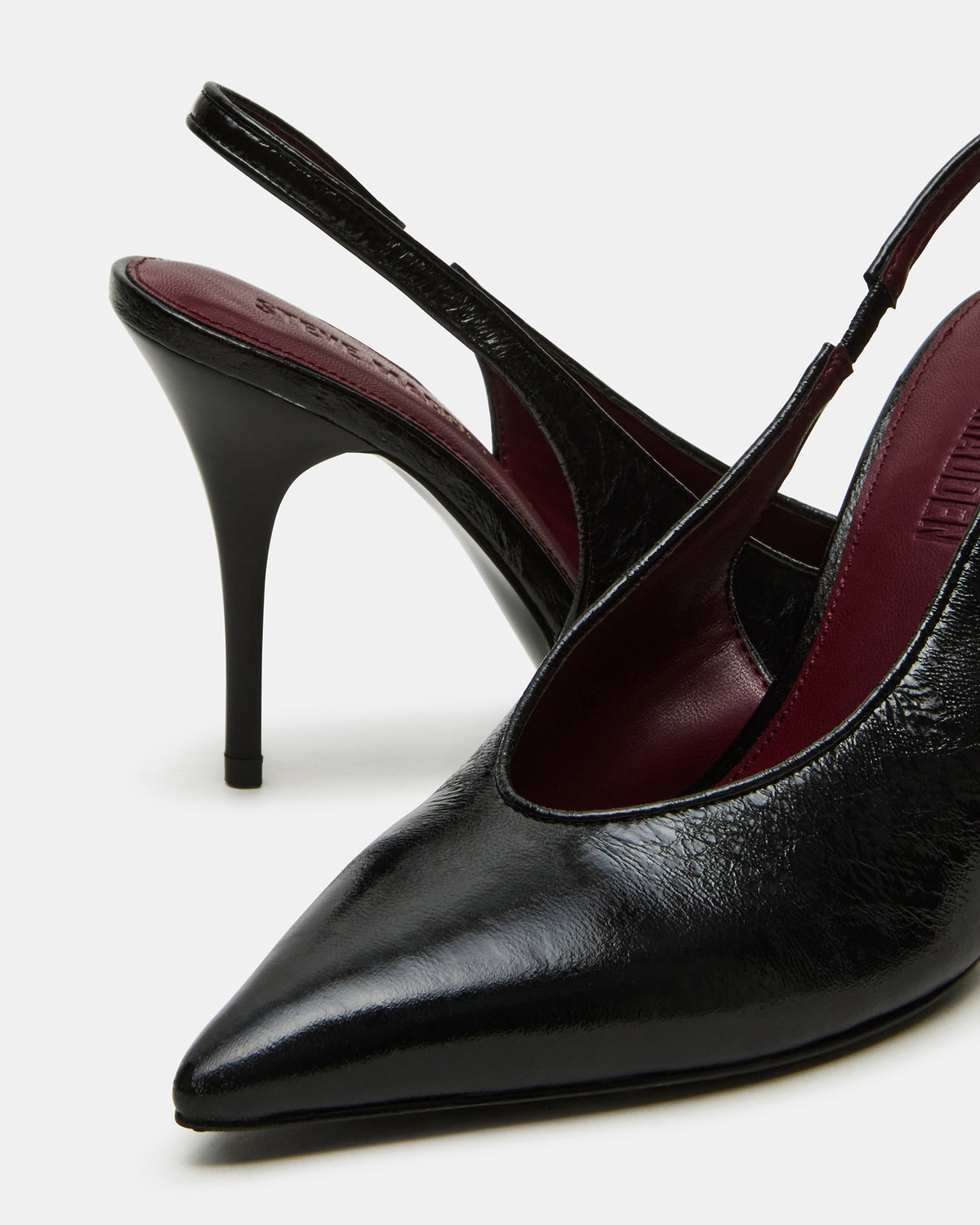 ANDROMEDA Black Leather Slingback Pointed-Toe Stiletto Pump Women's Heel | Steve Madden Recommended