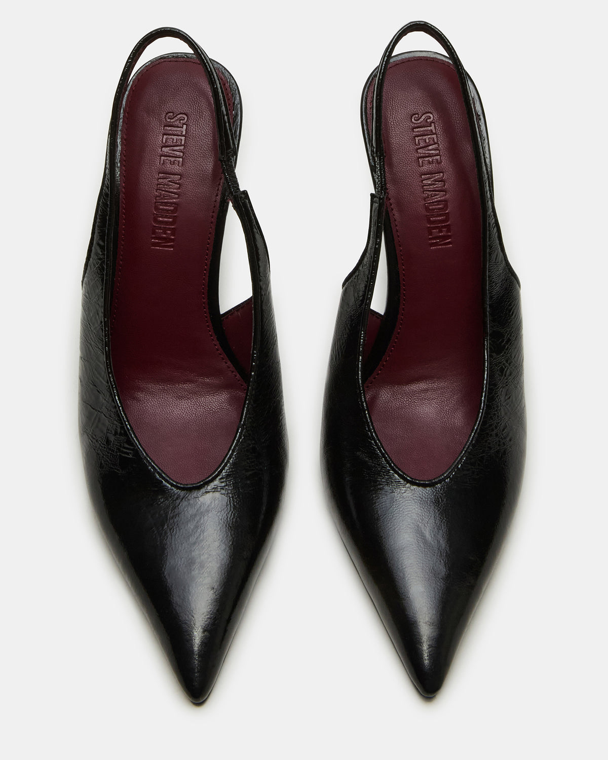 ANDROMEDA Black Leather Slingback Pointed-Toe Stiletto Pump Women's Heel | Steve Madden Recommended