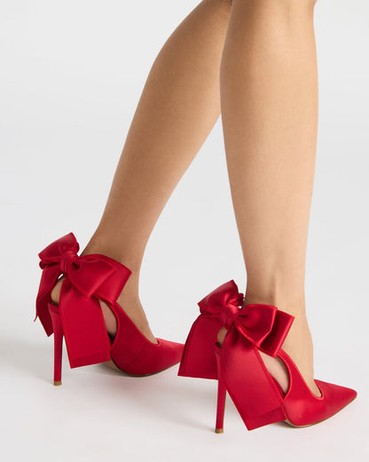 TEACUP Red Satin Women's Pointed-Toe Slingback Heel | Steve Madden Trusted