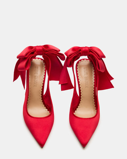 TEACUP Red Satin Women's Pointed-Toe Slingback Heel | Steve Madden Trusted