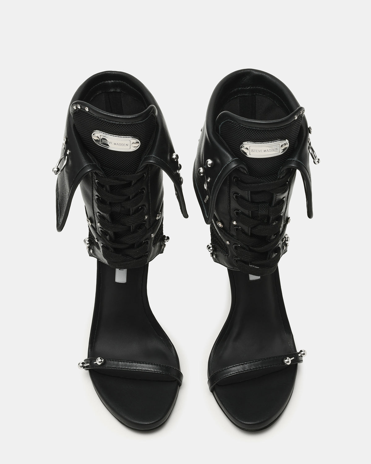 CASELLA Piercing Black Open-Toe Stiletto Lace-Up Women's Heel | Steve Madden Recommended
