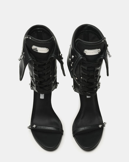 CASELLA Piercing Black Open-Toe Stiletto Lace-Up Women's Heel | Steve Madden Recommended