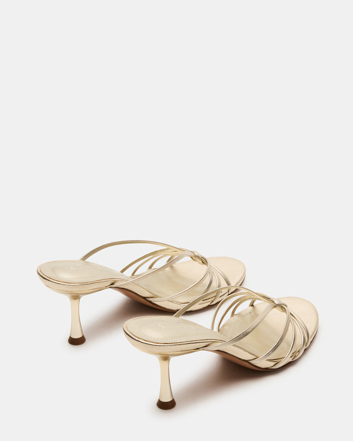 EDNA Champagne Leather Strappy Mule Women's Heel | Steve Madden Classic
