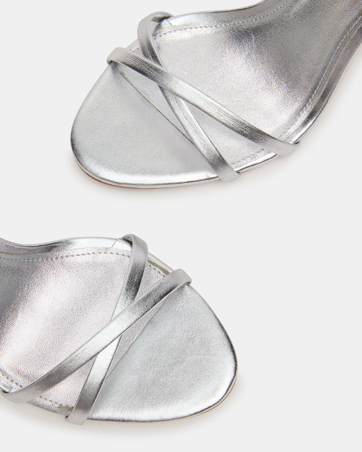 JYPSEY Silver Leather Strappy Stiletto Women's Heel | Steve Madden Discount