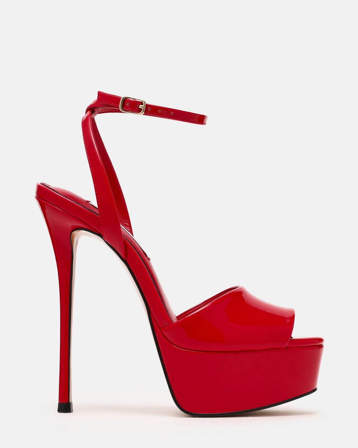 JEZZICA Red Patent Platform Stiletto Ankle Strap Women's Heel | Steve Madden New