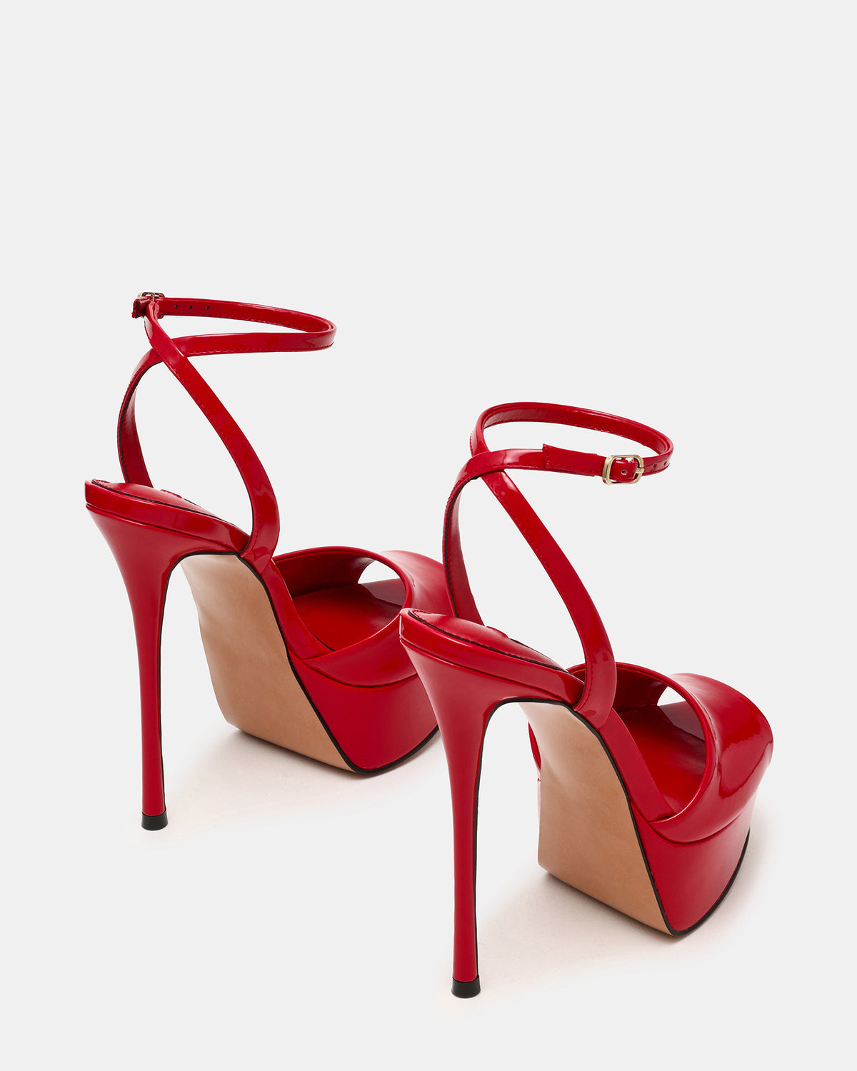 JEZZICA Red Patent Platform Stiletto Ankle Strap Women's Heel | Steve Madden New