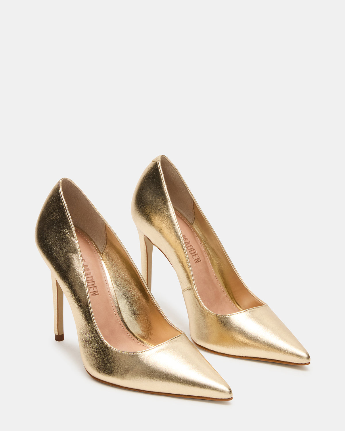 NOIR Gold Leather Pointed-Toe Stiletto Pump Women's Heels | Steve Madden Everyday