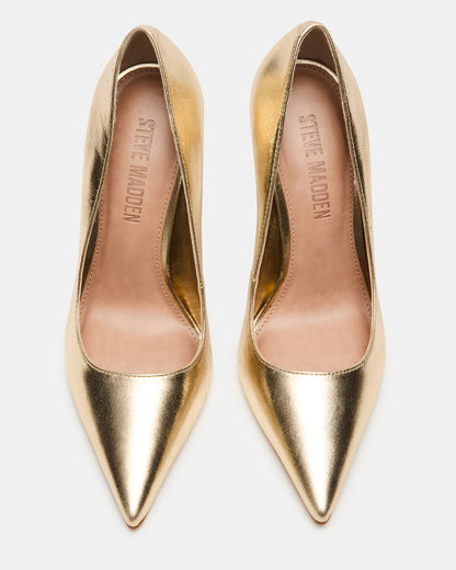 NOIR Gold Leather Pointed-Toe Stiletto Pump Women's Heels | Steve Madden Everyday