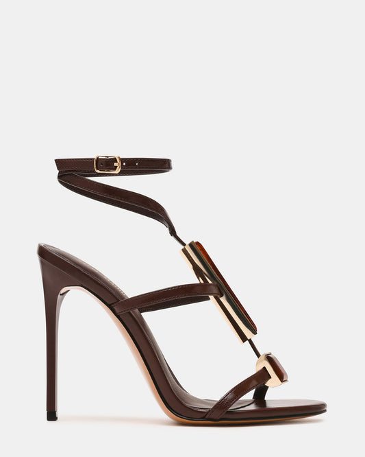SHAYLEE Brown Stone Detail Strappy Stiletto Women's Heel | Steve Madden Hot Sale