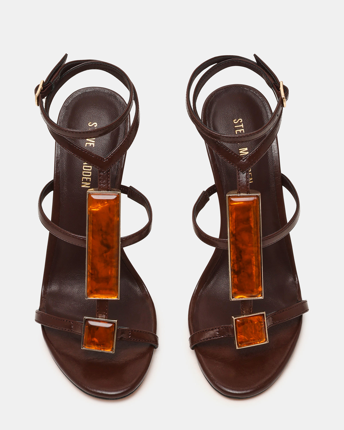 SHAYLEE Brown Stone Detail Strappy Stiletto Women's Heel | Steve Madden Hot Sale