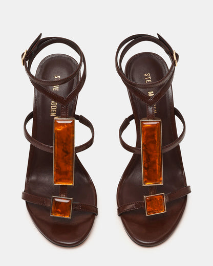 SHAYLEE Brown Stone Detail Strappy Stiletto Women's Heel | Steve Madden Hot Sale