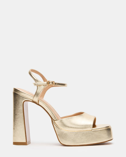 LIANDRA Champagne Women's Platform Square-Toe Strappy Heel | Steve Madden Popular