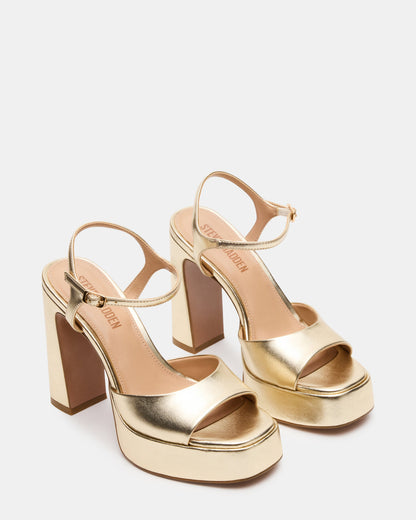 LIANDRA Champagne Women's Platform Square-Toe Strappy Heel | Steve Madden Popular