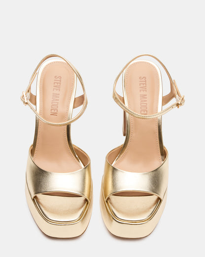 LIANDRA Champagne Women's Platform Square-Toe Strappy Heel | Steve Madden Popular