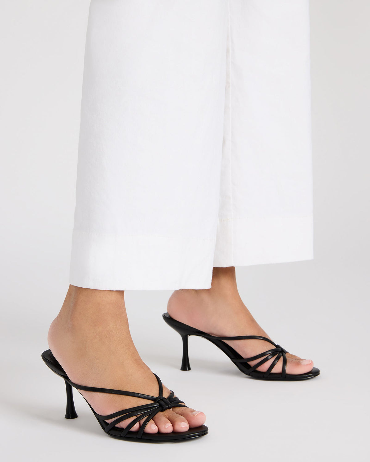 EDNA Black Leather Strappy Mule Women's Heel | Steve Madden Best Seller