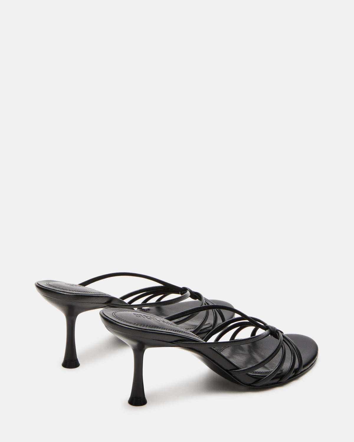 EDNA Black Leather Strappy Mule Women's Heel | Steve Madden Best Seller
