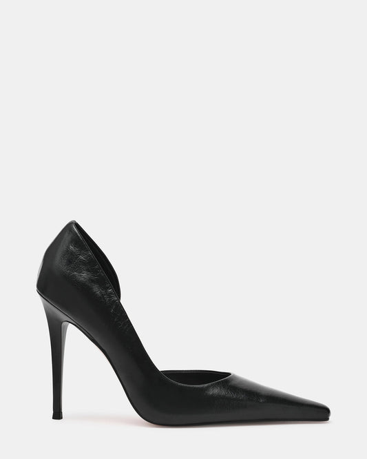 ELEGANT Black Leather Pointed-Toe Stiletto Pump Women's Heel | Steve Madden Discount