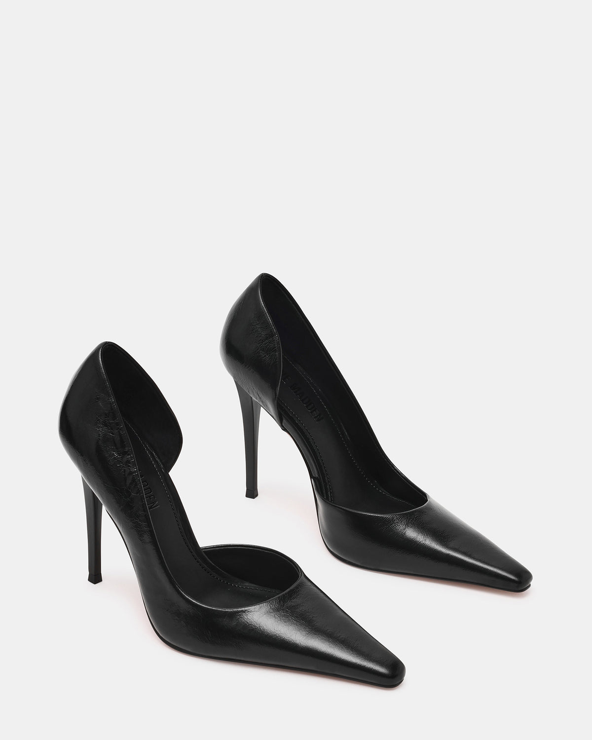 ELEGANT Black Leather Pointed-Toe Stiletto Pump Women's Heel | Steve Madden Discount
