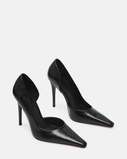 ELEGANT Black Leather Pointed-Toe Stiletto Pump Women's Heel | Steve Madden Discount