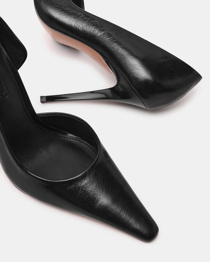 ELEGANT Black Leather Pointed-Toe Stiletto Pump Women's Heel | Steve Madden Discount