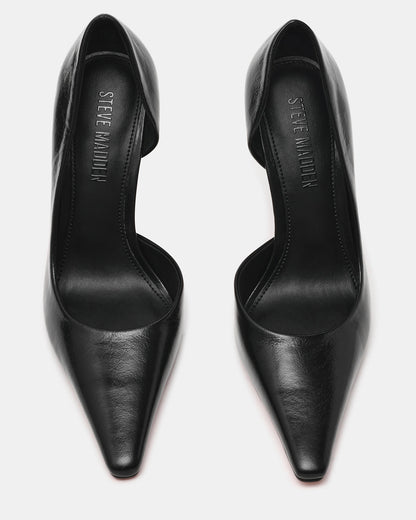 ELEGANT Black Leather Pointed-Toe Stiletto Pump Women's Heel | Steve Madden Discount
