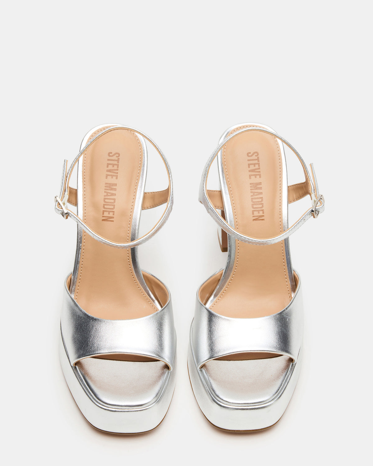 LIANDRA Silver Platform Square-Toe Strappy Women's Heel | Steve Madden Great Value