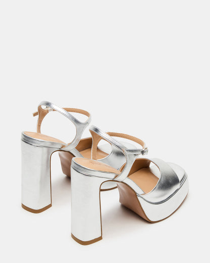 LIANDRA Silver Platform Square-Toe Strappy Women's Heel | Steve Madden Great Value
