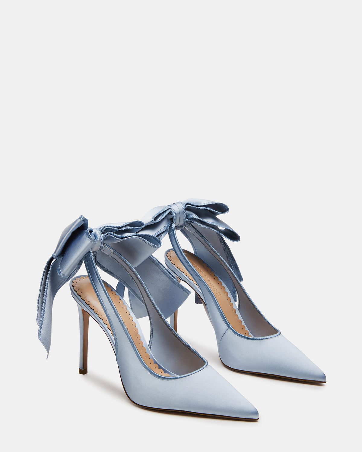 TEACUP Blue Satin Women's Pointed-Toe Slingback Heel | Steve Madden Top Pick
